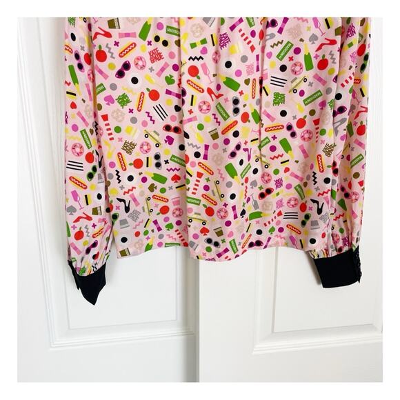 Kate Spade New York x Darcel Shelley New York City Graphic Print L/S Silk Blouse - Picture 9 of 12